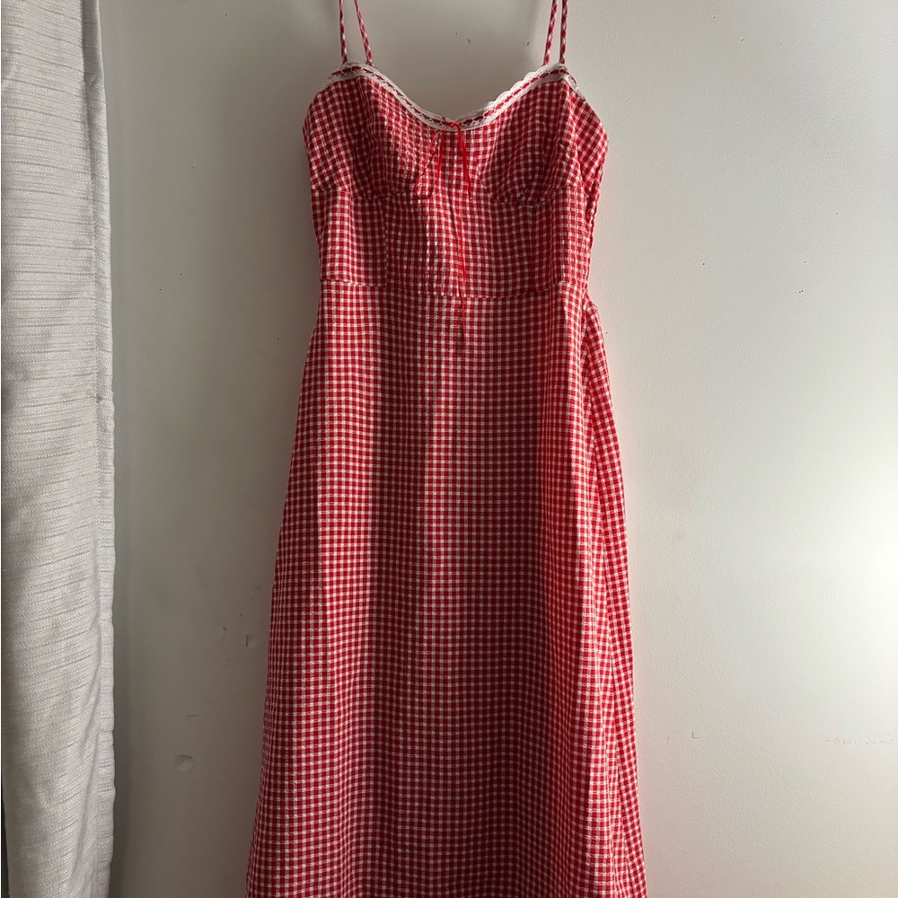 Sienna Sky Red Gingham Midi Dress